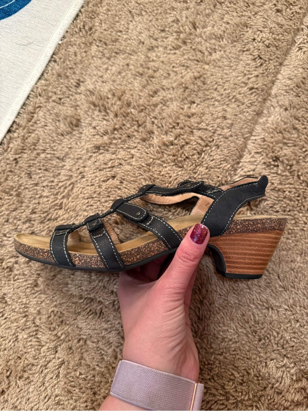 Taos Footwear Black Heeled Sandals